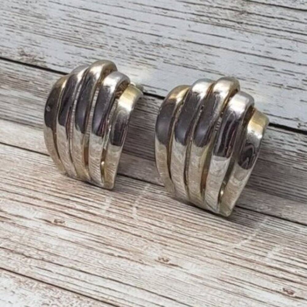 Vintage Clip On Earrings - 5 Row Statement Design
